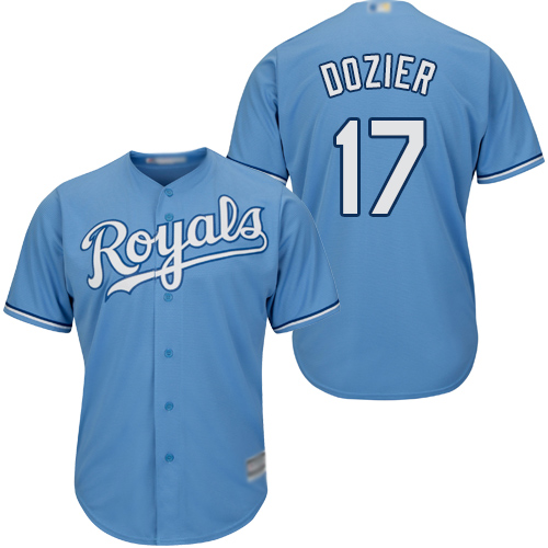 Men's Kansas City Royals #17 Hunter Dozier Little Blue Cool Base Stitched MLB Jersey